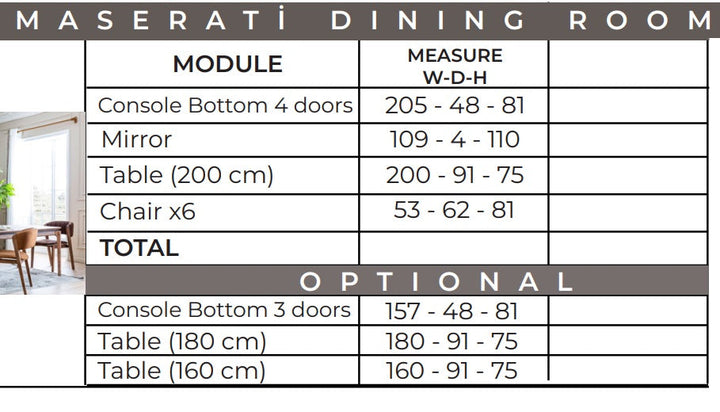 B- Maserati Dining Table and Chairs x6